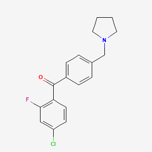 molecular formula C18H17ClFNO B1325542 4-氯-2-氟-4'-吡咯烷基甲基二苯甲酮 CAS No. 898776-77-7
