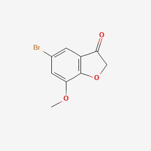 molecular formula C9H7BrO3 B13255541 3(2H)-Benzofuranone, 5-bromo-7-methoxy- 