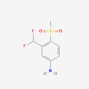 molecular formula C8H9F2NO2S B13255599 3-(Difluoromethyl)-4-methanesulfonylaniline 