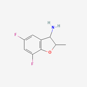 molecular formula C9H9F2NO B13255619 5,7-Difluoro-2-methyl-2,3-dihydro-1-benzofuran-3-amine 