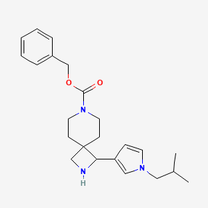 molecular formula C23H31N3O2 B13255715 Benzyl 1-[1-(2-methylpropyl)-1H-pyrrol-3-yl]-2,7-diazaspiro[3.5]nonane-7-carboxylate 