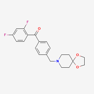 molecular formula C21H21F2NO3 B1325584 2,4-二氟-4'-[8-(1,4-二氧杂-8-氮杂螺[4.5]癸基)甲基]二苯甲酮 CAS No. 898758-43-5