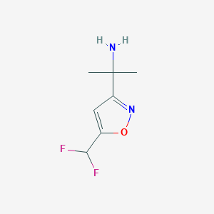 molecular formula C7H10F2N2O B13255842 2-[5-(Difluoromethyl)-1,2-oxazol-3-yl]propan-2-amine 