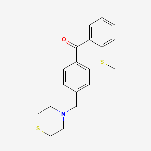 molecular formula C19H21NOS2 B1325589 2-硫代甲基-4'-硫代吗啉甲基二苯甲酮 CAS No. 898782-55-3