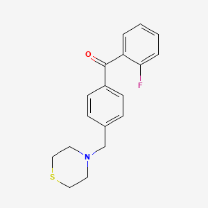 molecular formula C18H18FNOS B1325594 2-氟-4'-硫代吗啉甲基苯甲酮 CAS No. 898782-93-9