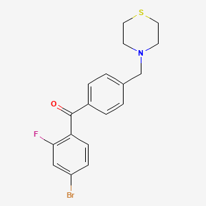 molecular formula C18H17BrFNOS B1325597 4-溴-2-氟-4'-硫代吗啉甲基二苯甲酮 CAS No. 898783-02-3