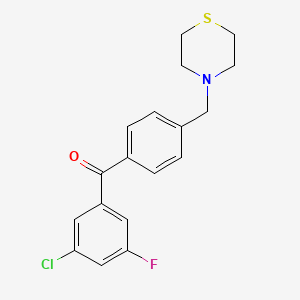 molecular formula C18H17ClFNOS B1325599 3-氯-5-氟-4'-硫代吗啉甲基二苯甲酮 CAS No. 898783-06-7