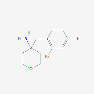 molecular formula C12H15BrFNO B13256030 4-[(2-Bromo-4-fluorophenyl)methyl]oxan-4-amine 