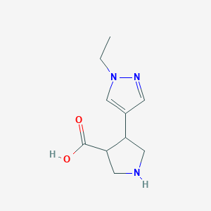 molecular formula C10H15N3O2 B13256096 4-(1-Ethyl-1H-pyrazol-4-yl)pyrrolidine-3-carboxylic acid 