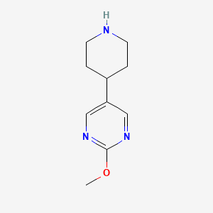 molecular formula C10H15N3O B13256108 2-Methoxy-5-(piperidin-4-yl)pyrimidine 