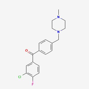 molecular formula C19H20ClFN2O B1325614 3-氯-4-氟-4'-(4-甲基哌嗪甲基)苯甲酮 CAS No. 898783-85-2
