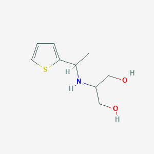 molecular formula C9H15NO2S B13256221 2-{[1-(Thiophen-2-yl)ethyl]amino}propane-1,3-diol 