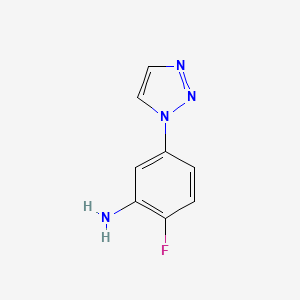 molecular formula C8H7FN4 B13256296 2-Fluoro-5-(1H-1,2,3-triazol-1-yl)aniline 