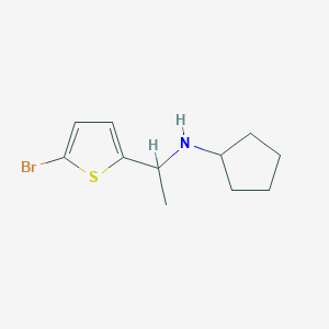 molecular formula C11H16BrNS B13256298 N-[1-(5-bromothiophen-2-yl)ethyl]cyclopentanamine 