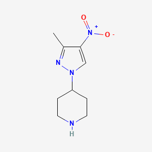 molecular formula C9H14N4O2 B13256317 4-(3-Methyl-4-nitro-1H-pyrazol-1-yl)piperidine 