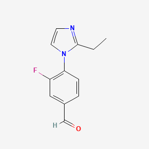 molecular formula C12H11FN2O B13256332 4-(2-Ethyl-1H-imidazol-1-YL)-3-fluorobenzaldehyde 