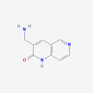 molecular formula C9H9N3O B13256362 3-(Aminomethyl)-1,2-dihydro-1,6-naphthyridin-2-one 