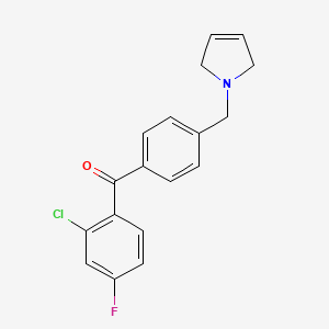 molecular formula C18H15ClFNO B1325639 (2-Chloro-4-fluorophenyl)(4-((2,5-dihydro-1H-pyrrol-1-yl)methyl)phenyl)methanone CAS No. 898764-55-1