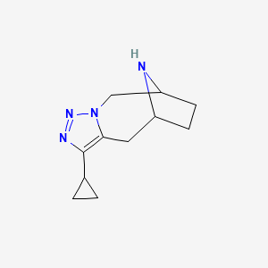 molecular formula C11H16N4 B13256390 6-Cyclopropyl-3,4,5,12-tetraazatricyclo[7.2.1.0,3,7]dodeca-4,6-diene 