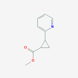 molecular formula C10H11NO2 B13256478 Methyl 2-(pyridin-2-yl)cyclopropane-1-carboxylate 