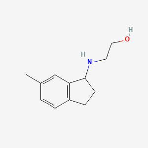 molecular formula C12H17NO B13256506 2-[(6-methyl-2,3-dihydro-1H-inden-1-yl)amino]ethan-1-ol 