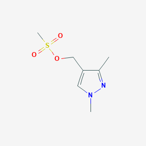 molecular formula C7H12N2O3S B13256537 (1,3-Dimethyl-1H-pyrazol-4-yl)methyl methanesulfonate 