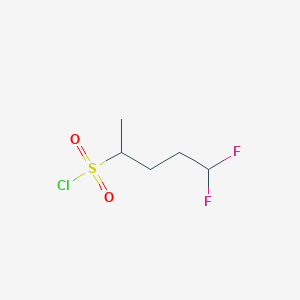 molecular formula C5H9ClF2O2S B13256547 5,5-Difluoropentane-2-sulfonyl chloride 