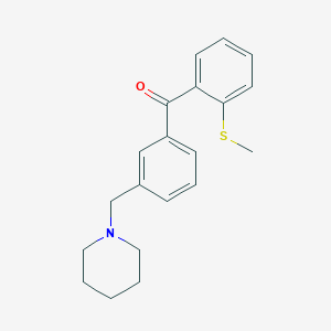 molecular formula C20H23NOS B1325655 3'-哌啶甲基-2-硫代甲基苯甲酮 CAS No. 898792-84-2