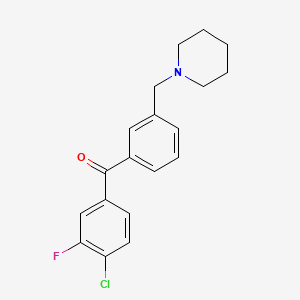 molecular formula C19H19ClFNO B1325658 4-氯-3-氟-3'-哌啶甲基二苯甲酮 CAS No. 898793-26-5