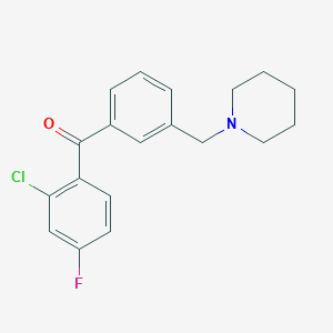 B1325661 2-Chloro-4-fluoro-3'-piperidinomethyl benzophenone CAS No. 898793-42-5