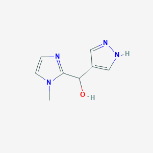 molecular formula C8H10N4O B13256670 (1-Methyl-1H-imidazol-2-YL)(1H-pyrazol-4-YL)methanol 