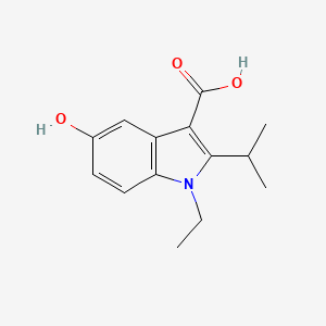 molecular formula C14H17NO3 B13256707 1-Ethyl-5-hydroxy-2-(propan-2-yl)-1H-indole-3-carboxylic acid 