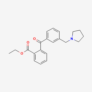 molecular formula C21H23NO3 B1325676 2-羧乙氧基-3'-吡咯烷甲基苯甲酮 CAS No. 898794-18-8