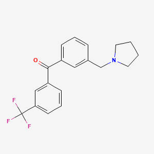 molecular formula C19H18F3NO B1325687 3'-吡咯烷甲基-3-三氟甲基二苯甲酮 CAS No. 898770-64-4