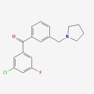 molecular formula C18H17ClFNO B1325691 3-氯-5-氟-3'-吡咯烷基甲基二苯甲酮 CAS No. 898770-72-4
