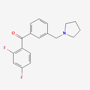 molecular formula C18H17F2NO B1325693 2,4-Difluoro-3'-pyrrolidinomethyl benzophenone CAS No. 898770-86-0