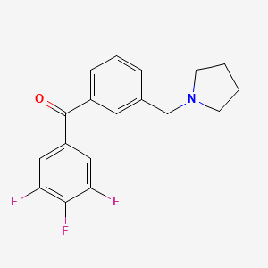 molecular formula C18H16F3NO B1325696 3'-吡咯烷基甲基-3,4,5-三氟二苯甲酮 CAS No. 898770-92-8
