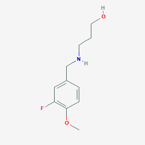 molecular formula C11H16FNO2 B13257008 3-{[(3-Fluoro-4-methoxyphenyl)methyl]amino}propan-1-ol 