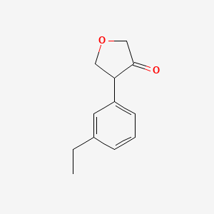 molecular formula C12H14O2 B13257082 4-(3-Ethylphenyl)oxolan-3-one 