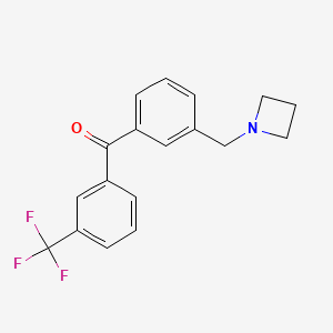 molecular formula C18H16F3NO B1325711 3-氮杂环丁基甲基-3'-三氟甲基二苯甲酮 CAS No. 898771-93-2