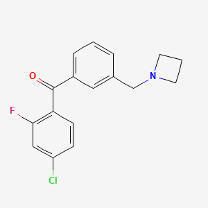 molecular formula C17H15ClFNO B1325716 3'-氮杂环丁基甲基-4-氯-2-氟二苯甲酮 CAS No. 898772-03-7