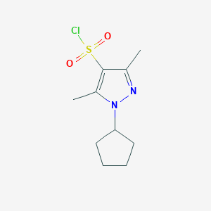 molecular formula C10H15ClN2O2S B13257169 1-Cyclopentyl-3,5-dimethyl-1H-pyrazole-4-sulfonyl chloride 