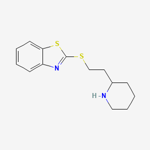 molecular formula C14H18N2S2 B13257225 2-([2-(Piperidin-2-YL)ethyl]sulfanyl)-1,3-benzothiazole 