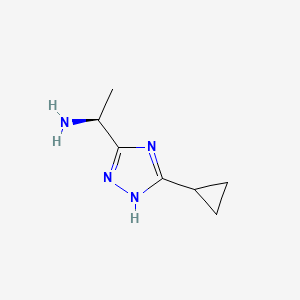 molecular formula C7H12N4 B13257249 (1S)-1-(5-Cyclopropyl-1H-1,2,4-triazol-3-yl)ethan-1-amine 