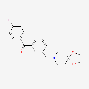 molecular formula C21H22FNO3 B1325729 3-[1,4-二氧杂-8-氮杂螺[4.5]癸-8-基甲基]-4'-氟苯甲酮 CAS No. 898761-79-0