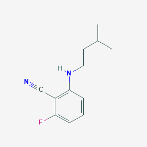 molecular formula C12H15FN2 B13257307 2-Fluoro-6-[(3-methylbutyl)amino]benzonitrile 