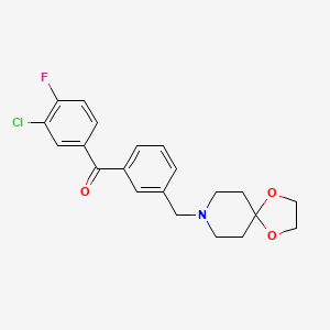 molecular formula C21H21ClFNO3 B1325732 3-氯-3'-[1,4-二氧杂-8-氮杂螺[4.5]癸-8-基甲基]-4-氟二苯甲酮 CAS No. 898761-97-2