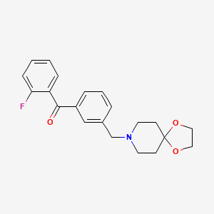 molecular formula C21H22FNO3 B1325733 3'-[1,4-二氧杂-8-氮杂螺[4.5]癸-8-基甲基]-2-氟二苯甲酮 CAS No. 898762-01-1