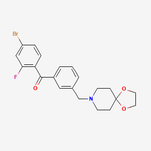molecular formula C21H21BrFNO3 B1325734 4-溴-3'-[1,4-二氧杂-8-氮杂螺[4.5]癸烷-8-基甲基]-2-氟苯基酮 CAS No. 898762-09-9