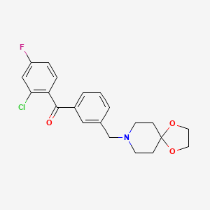 molecular formula C21H21ClFNO3 B1325735 2-氯-3'-[1,4-二氧杂-8-氮杂螺[4.5]癸-8-基甲基]-4-氟二苯甲酮 CAS No. 898762-11-3